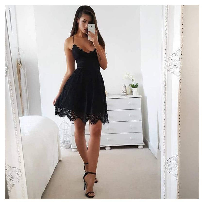 lace mini party dress, view 4 - MRSLM