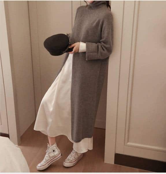 Women's Turtleneck Woolen Dress