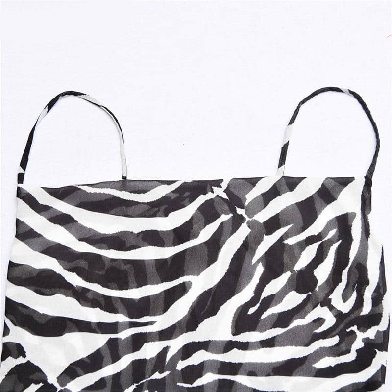 Zebra print spaghetti strap dress, view 5 - MRSLM
