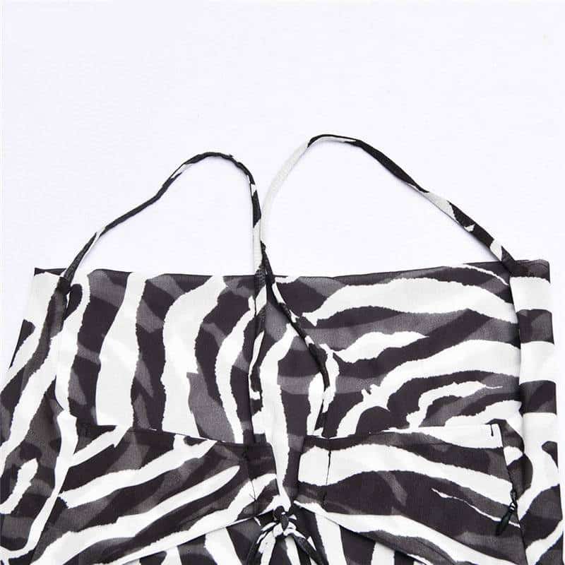 Zebra print spaghetti strap dress, view 4 - MRSLM