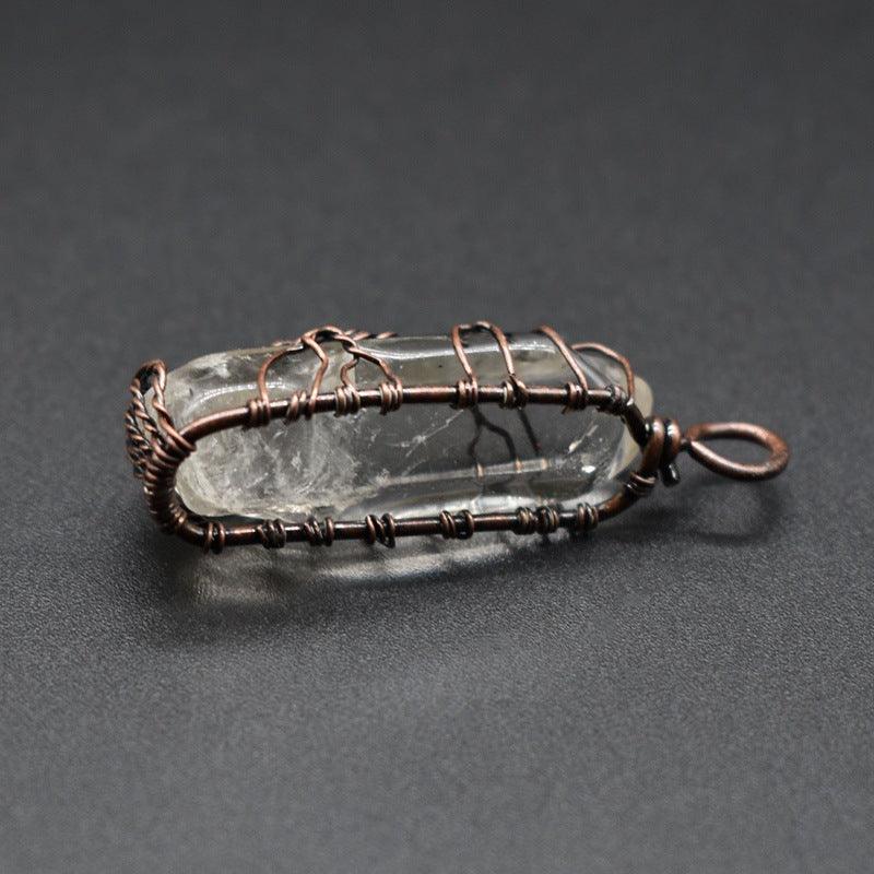 stone crystal pillar tree of life pendant, view 2 - MRSLM