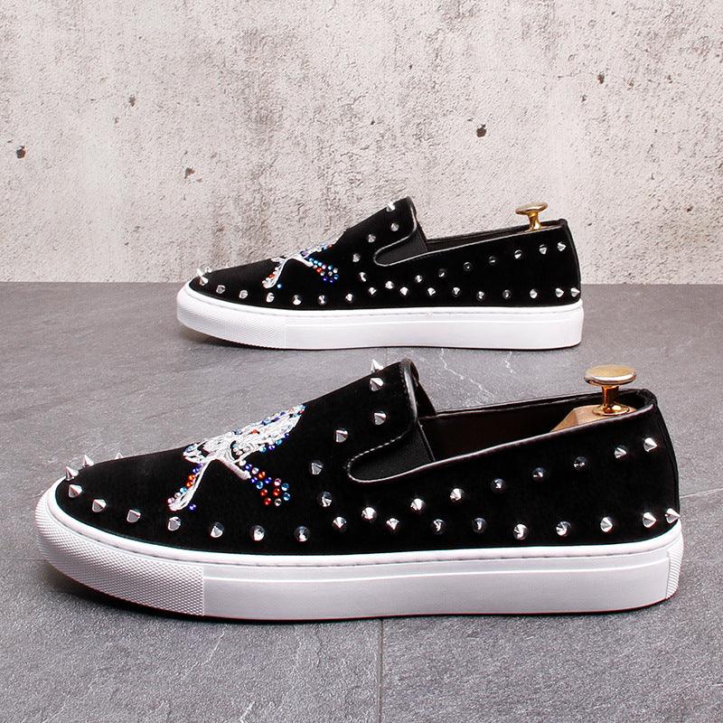 men's skull pattern slip-on loafers, view 6 - MRSLM