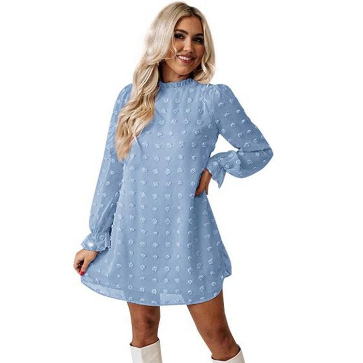 Bubble long sleeve chiffon midi dress, view 4 - MRSLM