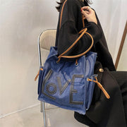simple letters one-shoulder bucket bag - MRSLM