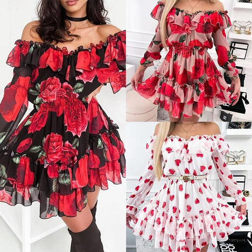 printed one-shoulder cake dress - MRSLM