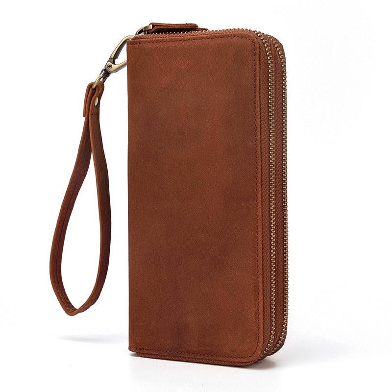 men's vintage double leather clutch bag, view 4 - MRSLM