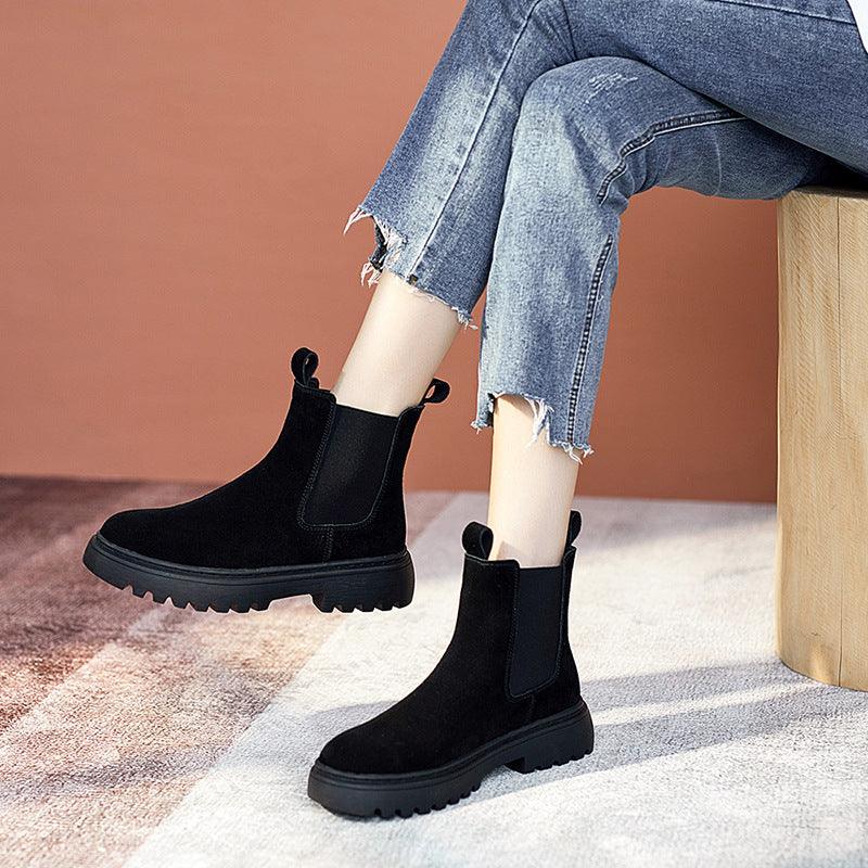 Women's frosted leather Martin boots - MRSLM