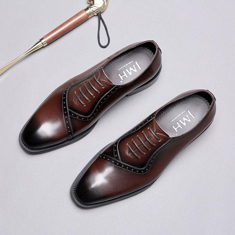 Men's carved pointed dress shoes, view 8 - MRSLM