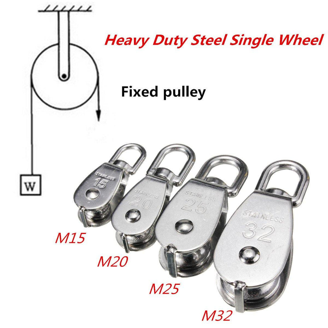 304 Stainless Steel Heavy Duty Pulley Single Wheel Swivel Lifting Rope Block - MRSLM