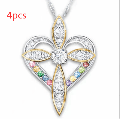 heart shaped cross pendant necklace, view 6 - MRSLM