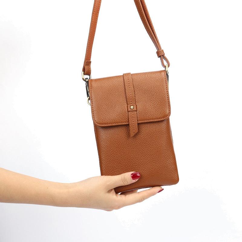 Mobile Phone Head Layer Cowhide Diagonal Small Bag - MRSLM