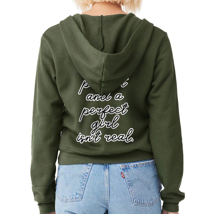 Real Girl Isn't Perfect Women's Zip Hoodie - Themed Hooded Sweatshirt - Best Design Hoodie - MRSLM