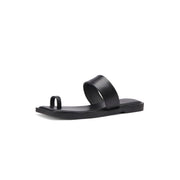 Women's flat cowhide slip-on sandals, view 2 - MRSLM