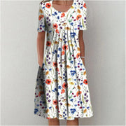 Women's Skirt Slim Round Neck Pocket Print - MRSLM