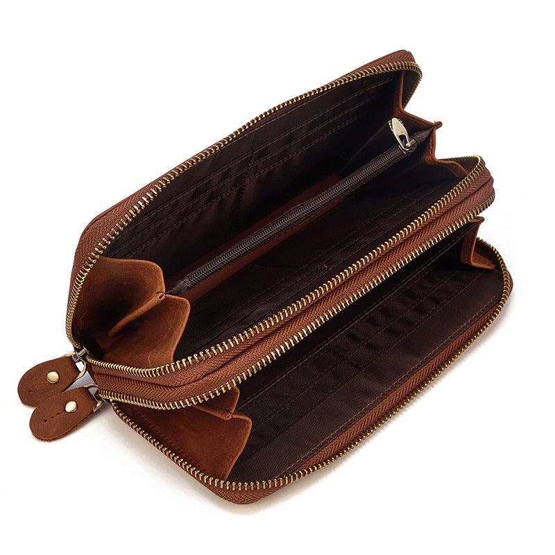 men's vintage double leather clutch bag, view 8 - MRSLM