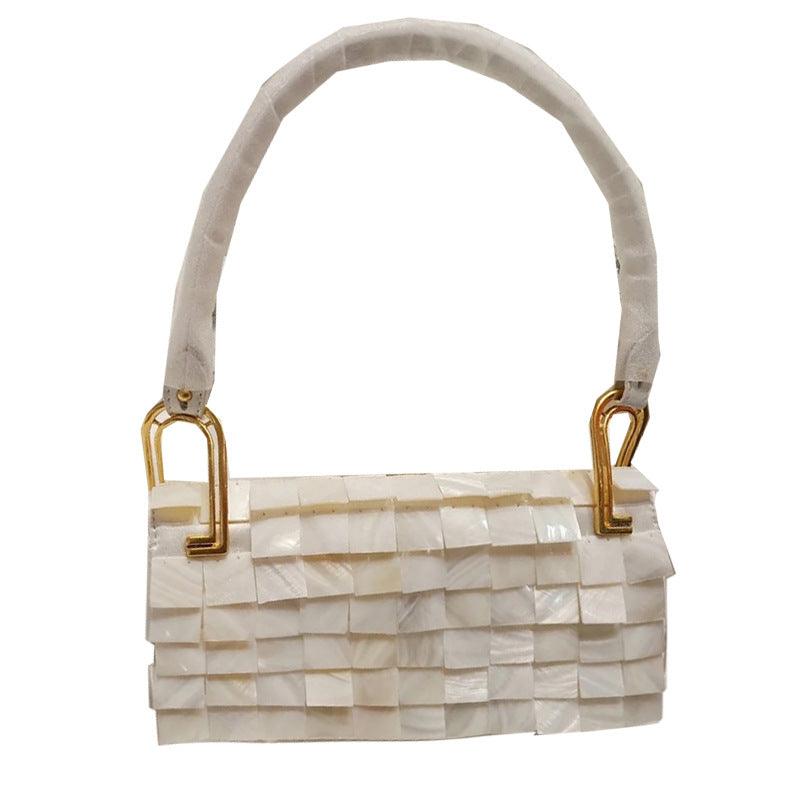 Ladies Fashion Natural Fritillary Shell Square Bag - MRSLM