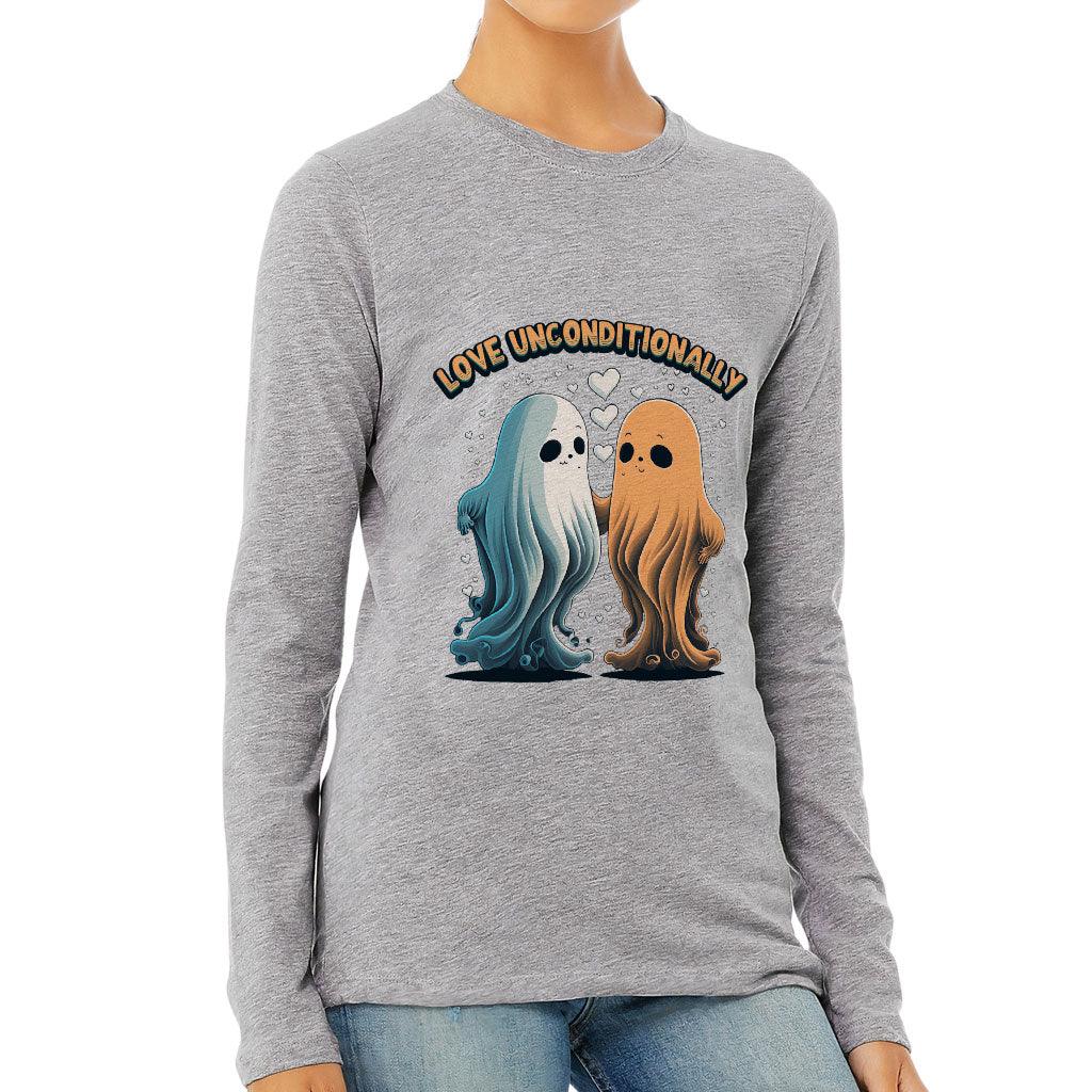 Love Unconditionally Women's Long Sleeve T-Shirt - Ghost Print Long Sleeve Tee - Graphic T-Shirt - MRSLM