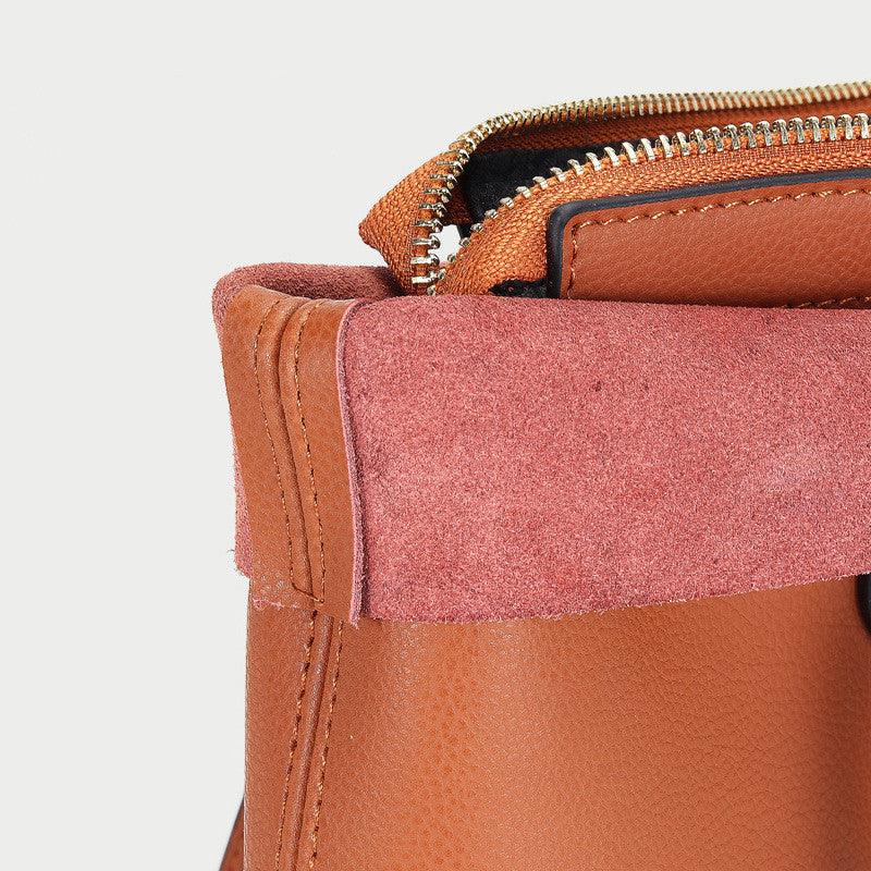 retro cowhide bucket shoulder bag, view 7 - MRSLM