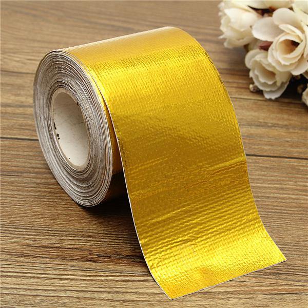 9mx5cm Adhesive Reflective Gold High Temperature Heat Shield Wrap Tape Roll - MRSLM
