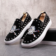 men's skull pattern slip-on loafers, view 7 - MRSLM