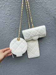 cowhide diamond chain square bag, view 5 - MRSLM