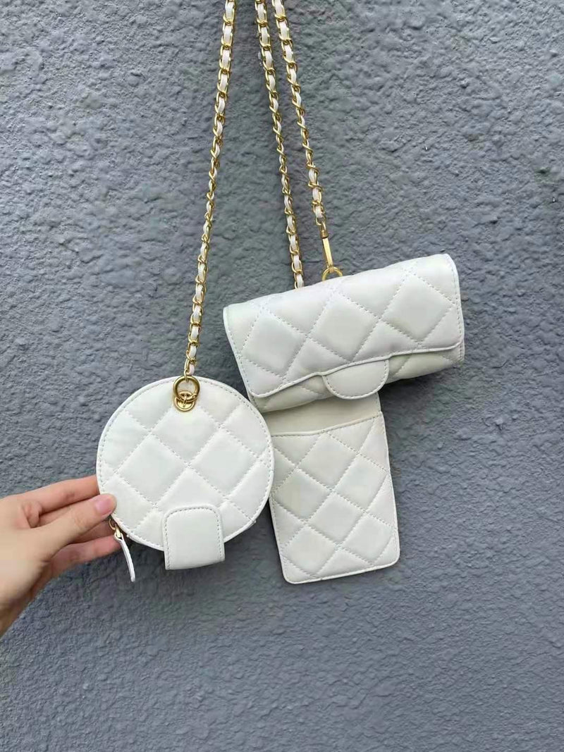 cowhide diamond chain square bag, view 5 - MRSLM