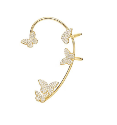 Full Diamond Butterfly Earrings Female Temperament Without Pierced Super Fairy - MRSLM