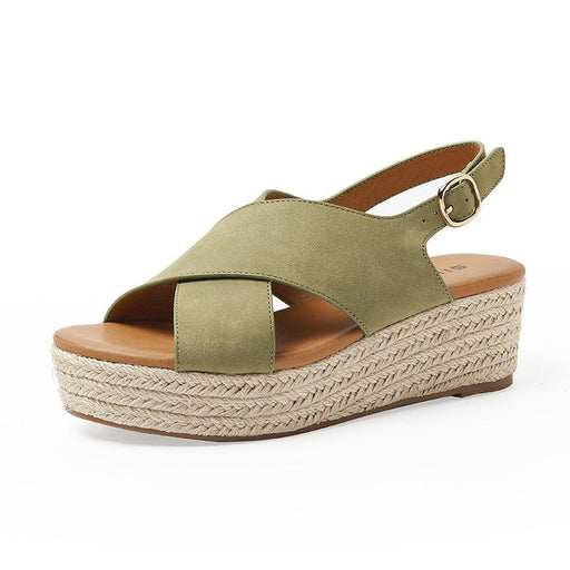cross strap wedge hemp rope platform sandals, view 2 - MRSLM