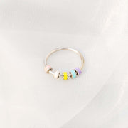 women's colorful bead silver ring, view 2 - MRSLM