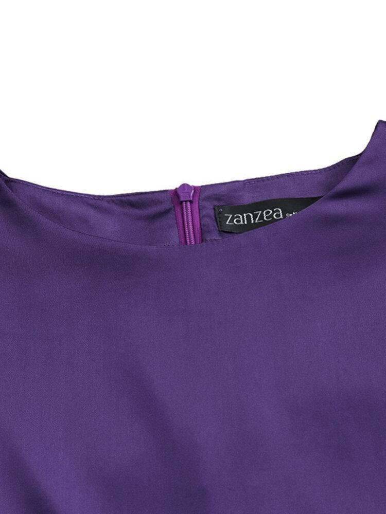 Women's puff sleeve midi dress, view 8 - MRSLM