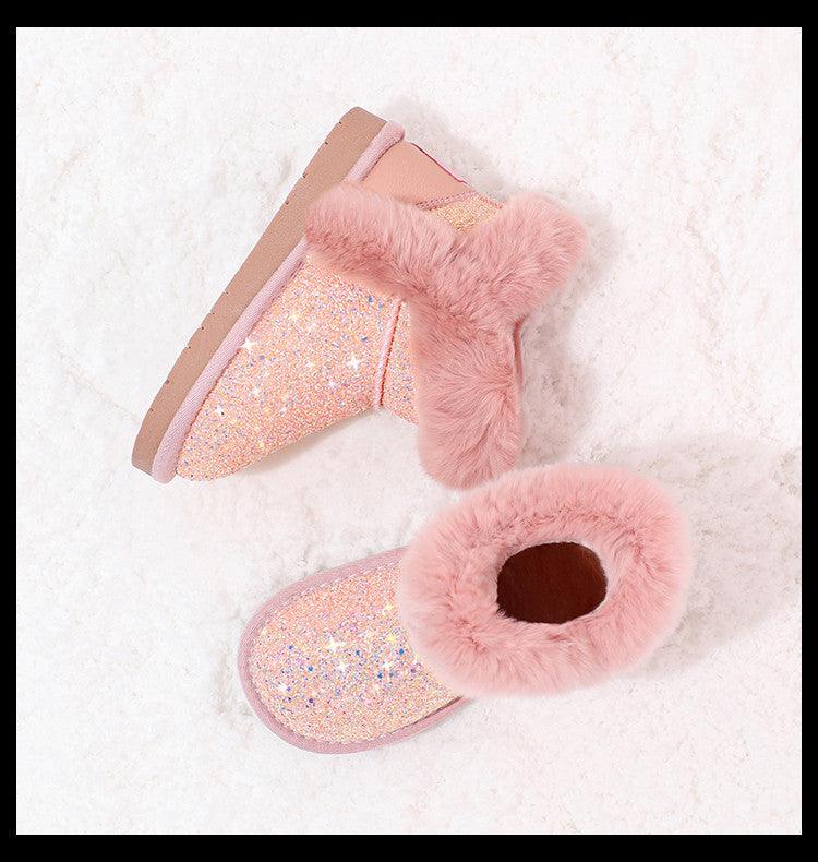Girls Snow Boots Children's Shoes Baby Thickening And Velvet Cotton