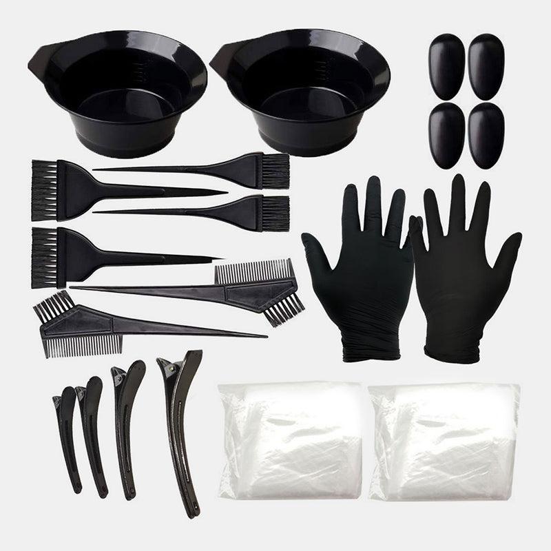 22 Pcs Hair Coloring Tool Set Comb Brush Disposable Shower Cap Latex Gloves Hairdressing Tools (#01) - MRSLM