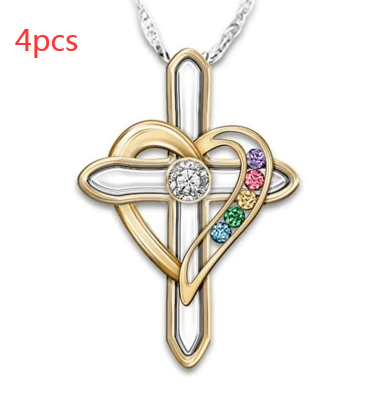 Cross love pendant clavicle chain, view 3 - MRSLM