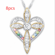 heart shaped cross pendant necklace, view 8 - MRSLM