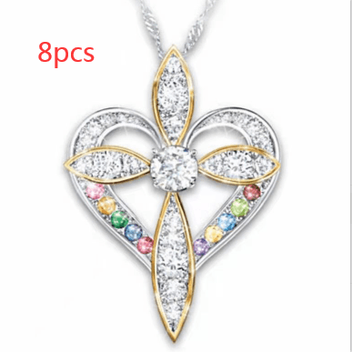 heart shaped cross pendant necklace, view 8 - MRSLM