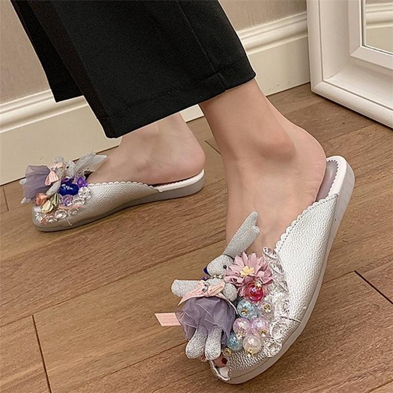 women's rhinestone fish mouth half slippers, view 2 - MRSLM