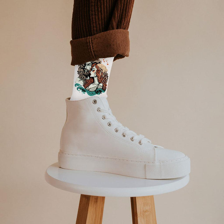 Romantic Socks - Love Couple Novelty Socks - Printed Crew Socks - MRSLM