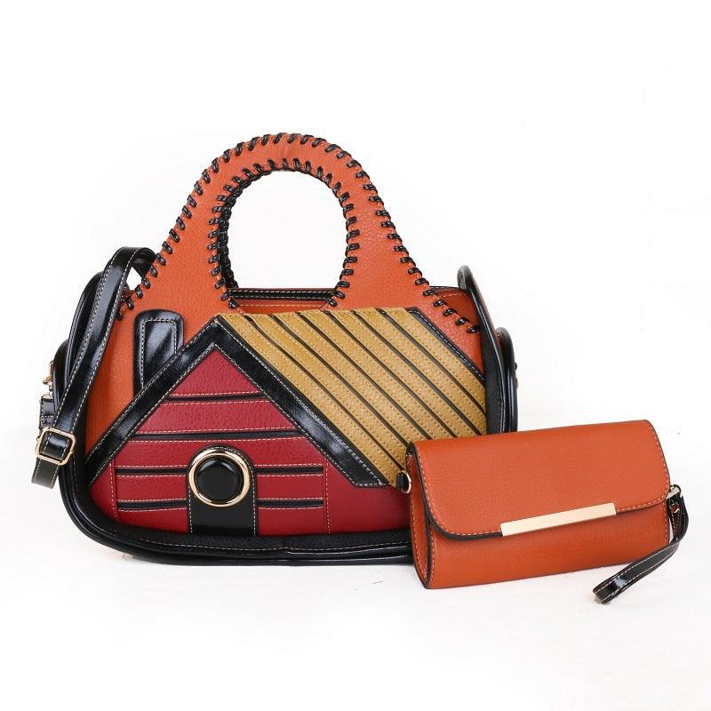 Women's patchwork house pattern handbag, view 12 - MRSLM