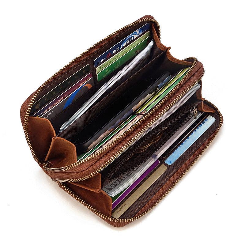 men's vintage double leather clutch bag, view 7 - MRSLM