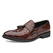 Men's vintage pointed toe snake pattern shoes, view 4 - MRSLM