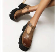 Women's round toe buckle thick-soled shoes - MRSLM