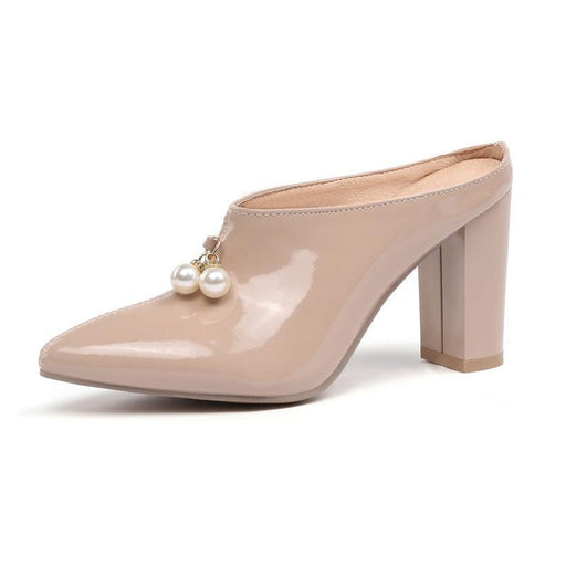 women's pearl pointed toe block heel slip-ons, view 4 - MRSLM