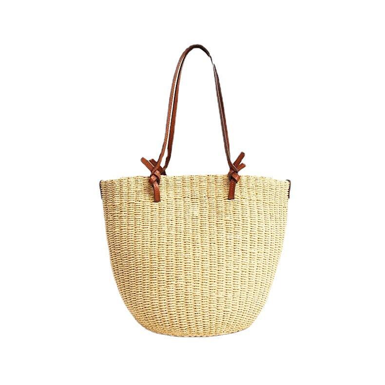 women's straw cylindrical shoulder bag, view 7 - MRSLM