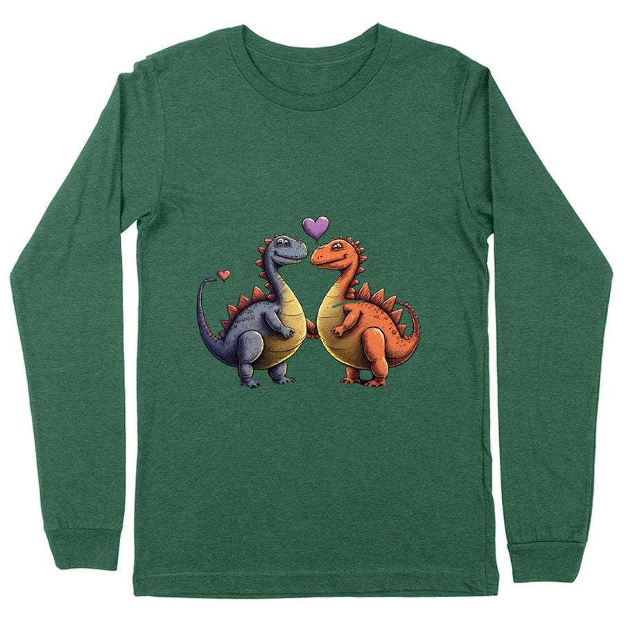 Love Couple Long Sleeve T-Shirt - Dinosaur Print T-Shirt - Printed Long Sleeve Tee - MRSLM