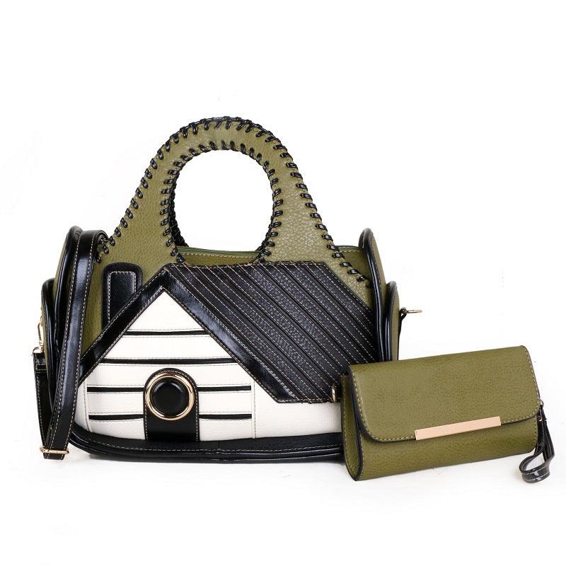 Women's patchwork house pattern handbag - MRSLM