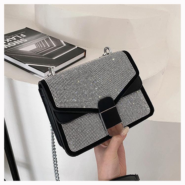 diamond chain small square shoulder bag, view 7 - MRSLM
