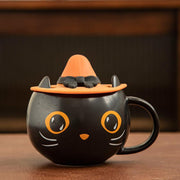 black ceramic cat mug, view 4 - MRSLM