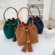 women's plush drawstring bucket bag - MRSLM