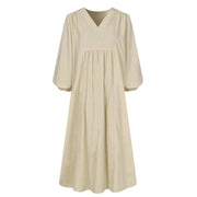 Women's cotton loose lantern sleeve dress, view 4 - MRSLM