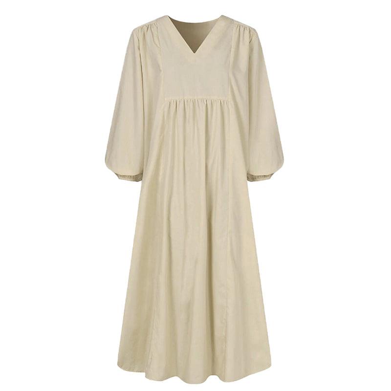 Women's cotton loose lantern sleeve dress, view 4 - MRSLM